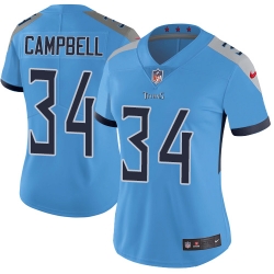 Nike Titans #34 Earl Campbell Light Blue Team Color Womens Stitched NFL Vapor Untouchable Limited Jersey