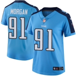 Nike Titans #91 Derrick Morgan Light Blue Team Color Womens Stitched NFL Vapor Untouchable Limited Jersey