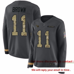 Titans 11 A J  Brown Anthracite Salute to Service Women Stitched Football Limited Therma Long Sleeve Jersey