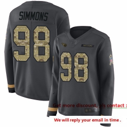 Titans 98 Jeffery Simmons Anthracite Salute to Service Women Stitched Football Limited Therma Long Sleeve Jersey