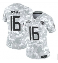 Women Tennessee Titans 16 Treylon Burks 2024 F U S E Arctic Camo Salute To Service Limited Stitched Football Jersey