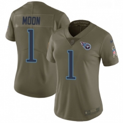 Womens Nike Tennessee Titans 1 Warren Moon Limited Olive 2017 Salute to Service NFL Jersey