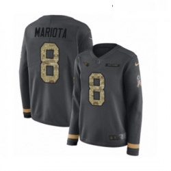 Womens Nike Tennessee Titans 8 Marcus Mariota Limited Black Salute to Service Therma Long Sleeve NFL Jersey