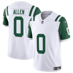 Men New York Jets 0 Braelon Allen White Classic Alternate Vapor F U S E  Limited Stitched Football Jersey