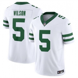 Men New York Jets 5 Garrett Wilson White 2024 F U S E  Vapor Limited Stitched Jersey