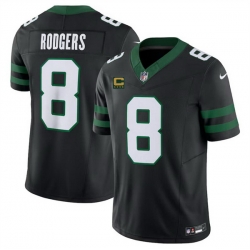 Men New York Jets 8 Aaron Rodgers Black 2024 F U S E  With 4 Star C Patch Vapor Limited Stitched Jersey