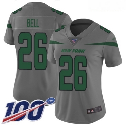 Jets #26 Le 27Veon Bell Gray Women Stitched Football Limited Inverted Legend 100th Season Jersey