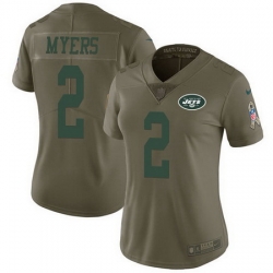 Nike Jets 2 Jason Myers Olive Womens Stitched NFL Limited 2017 Salute to Service Jersey