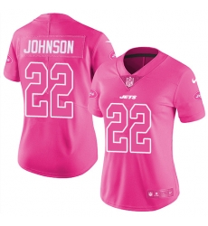 Nike Jets #22 Trumaine Johnson Pink Womens Stitched NFL Limited Rush Fashion Jersey