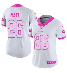 Nike Jets #26 Marcus Maye White Pink Womens Stitched NFL Limited Rush Fashion Jersey