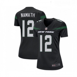 Womens New York Jets 12 Joe Namath Game Black Alternate Football Jersey