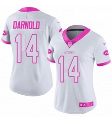 Womens Nike New York Jets 14 Sam Darnold Limited WhitePink Rush Fashion NFL Jersey