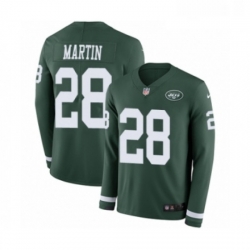 Youth Nike New York Jets 28 Curtis Martin Limited Green Therma Long Sleeve NFL Jersey