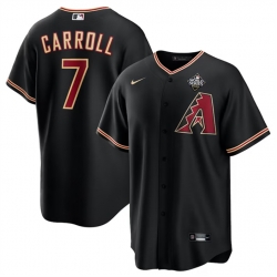 Men Arizona Diamondbacks 7 Corbin Carroll Black 2023 World Series Cool Base Stitched Baseball Jersey 596