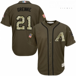 Mens Majestic Arizona Diamondbacks 21 Zack Greinke Replica Green Salute to Service MLB Jersey