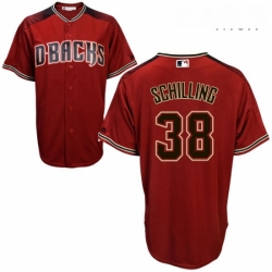 Mens Majestic Arizona Diamondbacks 38 Curt Schilling Authentic Red Alternate Cool Base MLB Jersey