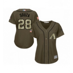 Womens Arizona Diamondbacks 28 Steven Souza Authentic Green Salute to Service Baseball Jersey 