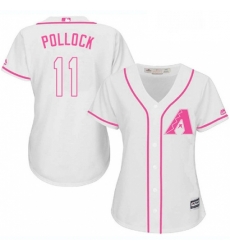 Womens Majestic Arizona Diamondbacks 11 A J Pollock Authentic White Fashion MLB Jersey