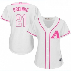 Womens Majestic Arizona Diamondbacks 21 Zack Greinke Authentic White Fashion MLB Jersey