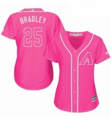 Womens Majestic Arizona Diamondbacks 25 Archie Bradley Authentic Pink Fashion MLB Jersey