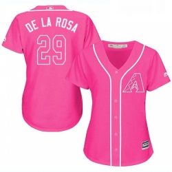 Womens Majestic Arizona Diamondbacks 29 Jorge De La Rosa Replica Pink Fashion MLB Jersey 