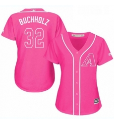 Womens Majestic Arizona Diamondbacks 32 Clay Buchholz Authentic Pink Fashion MLB Jersey 