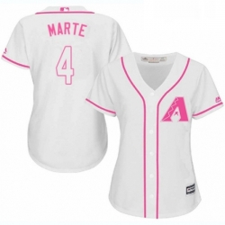 Womens Majestic Arizona Diamondbacks 4 Ketel Marte Replica White Fashion MLB Jersey 