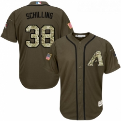 Youth Majestic Arizona Diamondbacks 38 Curt Schilling Authentic Green Salute to Service MLB Jersey