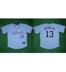 Men Atlanta Braves 13 Ronald Acu F1a Jr 1982 Light Blue Cool Base Stitched Baseball Jersey