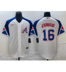 Men Atlanta Braves 16 Travis D 27Arnaud White 2023 City Connect Cool Base Stitched Baseball Jersey