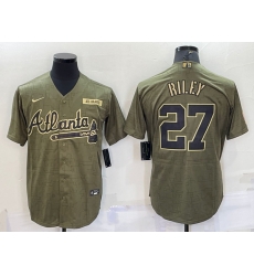 Men Atlanta Braves 27 Austin Riley Camo Salute To Service Cool Base Stitched Jersey