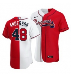 Men Atlanta Braves 48 Ian Anderson Split White Red Two Tone Jersey