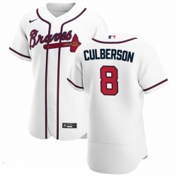 Men Atlanta Braves 8 Charlie Culberson Men Nike White Home 2020 Flex Base Player MLB Jersey