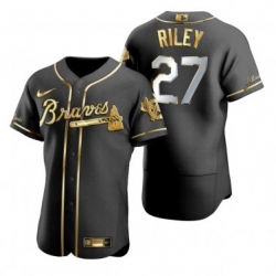 Men Atlanta Braves Austin Riley Black Gold Edition Jersey