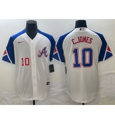 Men's Atlanta Braves #10 Chipper Jones Number White 2023 City Connect Cool Base Stitched Jerseys