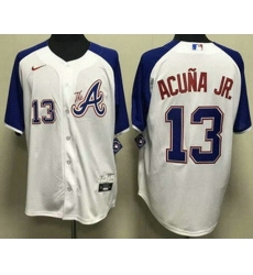 Men's Atlanta Braves #13 Ronald Acuna Jr White 2013 City Cool base Jersey