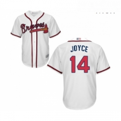 Mens Atlanta Braves 14 Matt Joyce Replica White Home Cool Base Baseball Jersey 