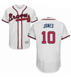 Mens Majestic Atlanta Braves 10 Chipper Jones White Home Flex Base Authentic Collection MLB Jersey