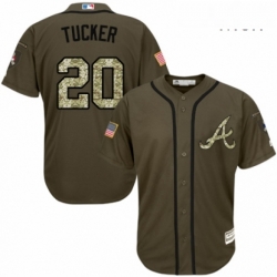 Mens Majestic Atlanta Braves 20 Preston Tucker Authentic Green Salute to Service MLB Jersey 