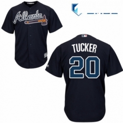 Mens Majestic Atlanta Braves 20 Preston Tucker Replica Blue Alternate Road Cool Base MLB Jersey 