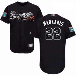 Mens Majestic Atlanta Braves 22 Nick Markakis Navy Blue Alternate Flex Base Authentic Collection MLB Jersey