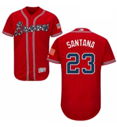 Mens Majestic Atlanta Braves 23 Danny Santana Red Flexbase Authentic Collection MLB Jersey