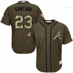 Mens Majestic Atlanta Braves 23 Danny Santana Replica Green Salute to Service MLB Jersey 