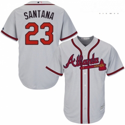 Mens Majestic Atlanta Braves 23 Danny Santana Replica Grey Road Cool Base MLB Jersey 