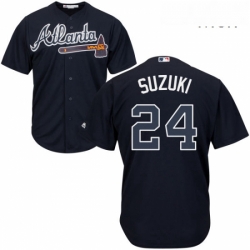 Mens Majestic Atlanta Braves 24 Kurt Suzuki Replica Blue Alternate Road Cool Base MLB Jersey