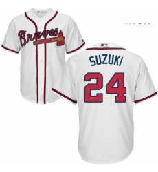 Mens Majestic Atlanta Braves 24 Kurt Suzuki Replica White Home Cool Base MLB Jersey