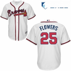 Mens Majestic Atlanta Braves 25 Tyler Flowers Replica White Home Cool Base MLB Jersey