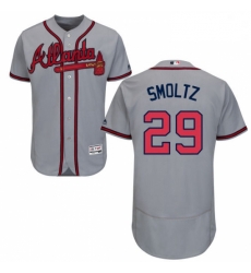 Mens Majestic Atlanta Braves 29 John Smoltz Grey Road Flex Base Authentic Collection MLB Jersey