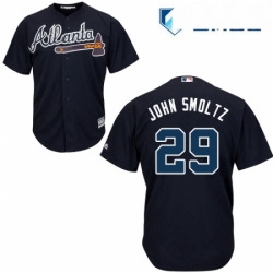 Mens Majestic Atlanta Braves 29 John Smoltz Replica Blue Alternate Road Cool Base MLB Jersey