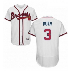 Mens Majestic Atlanta Braves 3 Babe Ruth White Home Flex Base Authentic Collection MLB Jersey